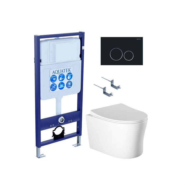 SET AQUATEK НИКА-020 4в1 (рама AQUATEK Standard INS-0000012 + крепеж KKI-0000002 + клавиша KDI-0000020 + унитаз НИКА AQ2009-00 с тонким сиденьем soft-close) SET AQUATEK НИКА-020 4в1