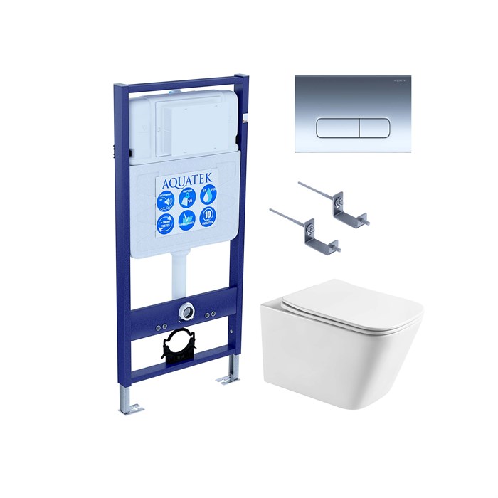 SET AQUATEK ЛИБРА T-016 4в1 (рама AQUATEK Standard INS-0000012 + крепеж KKI-0000002 + KDI-0000016 + унитаз ЛИБРА AQ1505T-00 с тонким сиденьем soft-close) SET AQUATEK ЛИБРА T-016 4в1