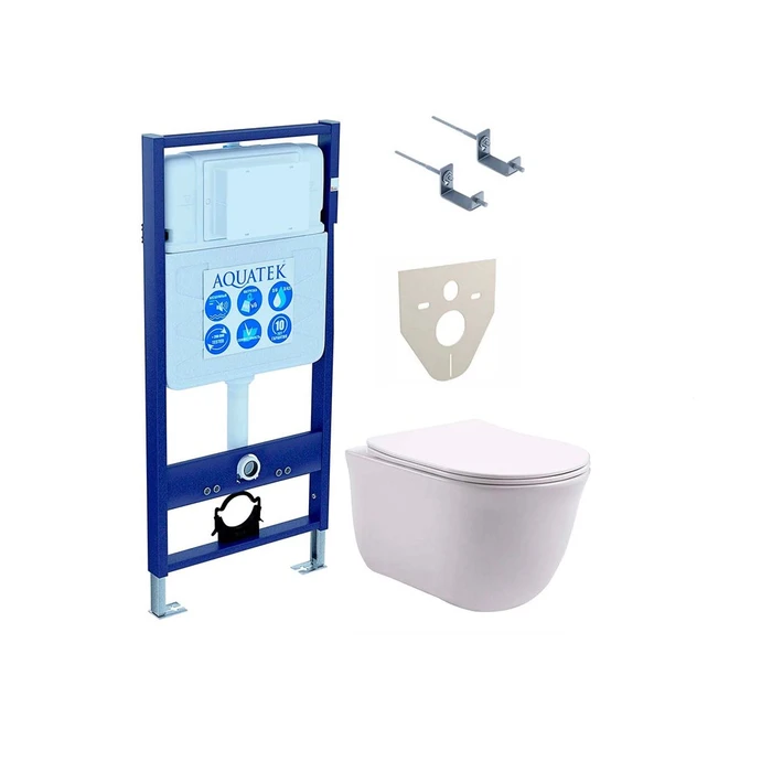 SET AQUATEK КЛАССИК (рама AQUATEK Standard INS-0000012(без клавиши) KKI-0000002 крепления+унитаз КЛАССИК AQ1111-00 с тонким сиденьем soft-close SET AQUATEK КЛАССИК-KKI