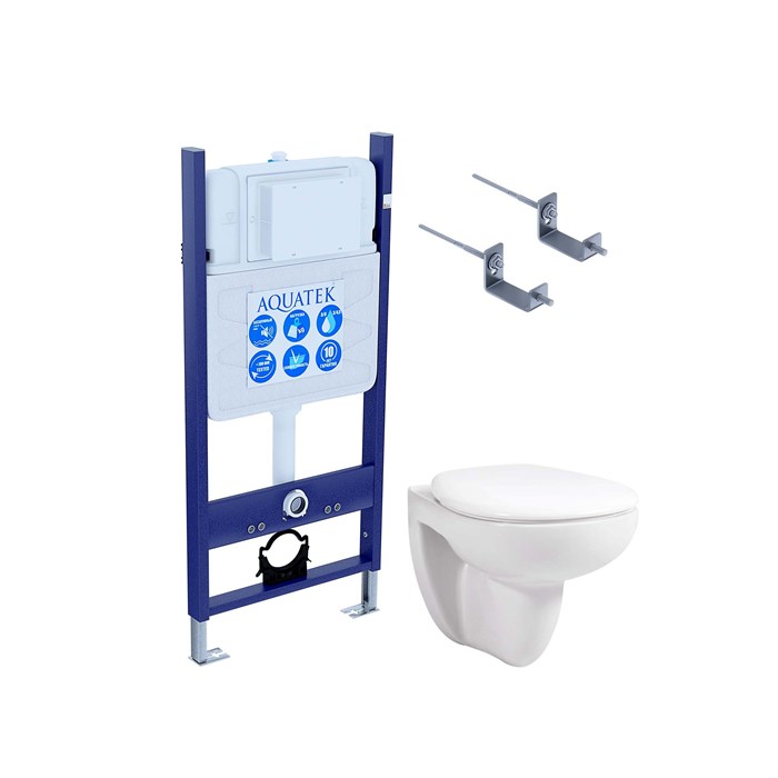 SET AQUATEK КАИР KKI/14 (рама AQUATEK Standard INS-0000014 и крепеж KKI-0000002 + унитаз AQ1170-00 КАИР с тонким сиденьем soft-close) SET AQUATEK КАИР KKI/14