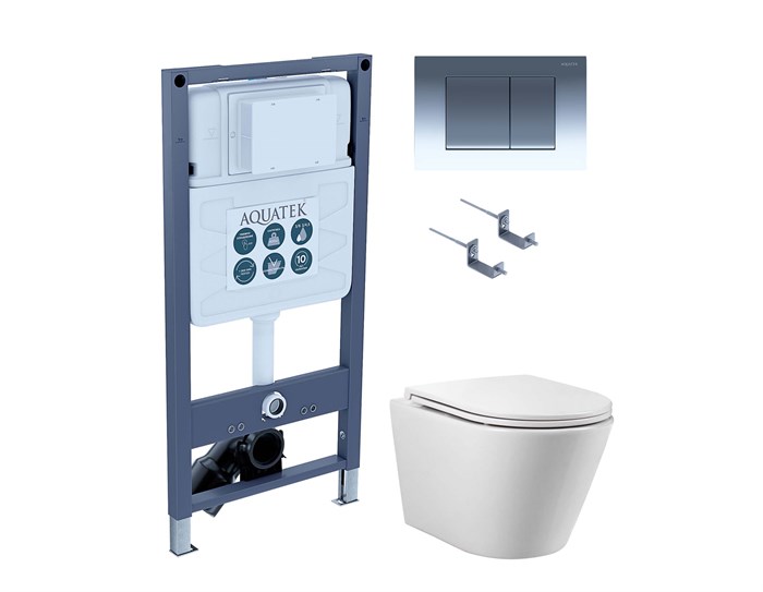 SET AQUATEK ВЕГА T PNS002 (рама AQUATEK INSP-0000001 с клавишей PNS-0000002 и крепежом KKI-0000002 + унитаз-компакт AQ1904T-00 TORNADO) SET AQUATEK ВЕГА T PNS002