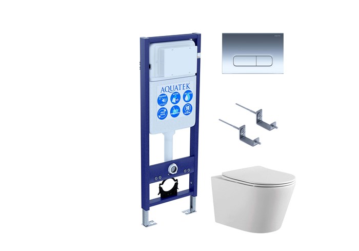 SET AQUATEK ВЕГА-1905-016 INS-17 (рама Standard INS-0000017 с клавишей KDI-0000016 и крепежом KKI-0000002 + унитаз ВЕГА AQ1905-00 с тонким сиденьем sc SET ВЕГА-1905-016 INS-17