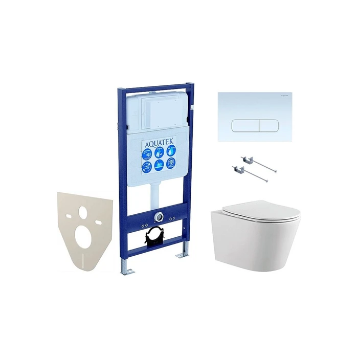 SET AQUATEK ВЕГА-1905-013 (рама AQUATEK Standard INS-0000012 с клавишей KDI-0000013 и крепежом KKI-0000001+унитаз ВЕГА AQ1905-00 с тонким сиденьем sc SET AQUATEK ВЕГА-1905-013 KK-1