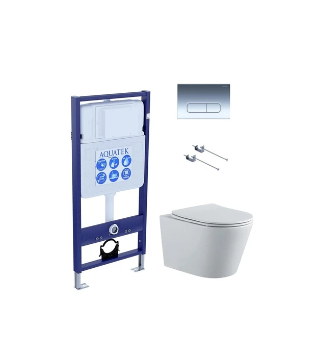 SET AQUATEK ВЕГА-1905-016 (рама AQUATEK Standard INS-0000012 с клавишей KDI-0000016 и крепежом KKI-0000001+унитаз ВЕГА AQ1905-00 с тонким сиденьем sc SET AQUATEK ВЕГА-1905-016 KK-1