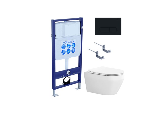 SET AQUATEK ЛЕЯ Т (рама AQUATEK Standard INS-0000012, клавиша KDI-0000017, крепёж KKI-0000002 + унитаз ЛЕЯ AQ1199T-00 с тонким сиденьем soft-close) SET AQUATEK ЛЕЯ Т-017 4в1