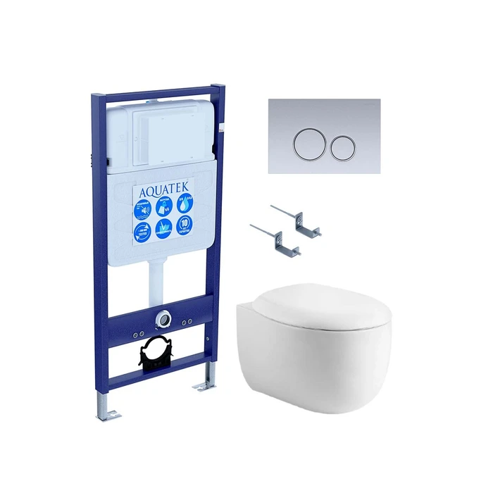 SET AQUATEK АЛЬТАИР-019 4в1 (рама AQUATEK Standard INS-0000012+крепеж KKI-0000002+клавиша KDI-0000019+унитаз АЛЬТАИР AQ1980-00 с тонким сиденьем soft- SET AQUATEK АЛЬТАИР cm-019 4в1