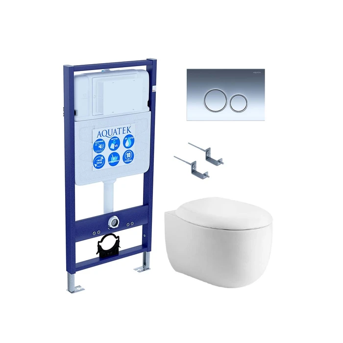 SET AQUATEK АЛЬТАИР-018 4в1 (рама AQUATEK Standard INS-0000012+крепеж KKI-0000002+клавиша KDI-0000018+унитаз АЛЬТАИР AQ1980-00 с тонким сиденьем soft- SET AQUATEK АЛЬТАИР cm-018 4в1