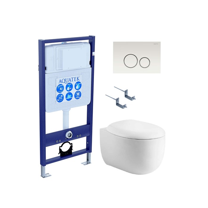 SET AQUATEK АЛЬТАИР-015 4в1 (рама AQUATEK Standard INS-0000012 + крепеж KKI-0000002 + клавиша KDI-0000015 + унитаз АЛЬТАИР AQ1980-00 с тонким сиденьем soft-close) SET AQUATEK АЛЬТАИР cm-015 4в1
