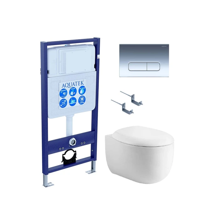 SET AQUATEK АЛЬТАИР-016 4в1 (рама AQUATEK Standard INS-0000012+крепеж KKI-0000002+клавиша KDI-0000016+унитаз АЛЬТАИР AQ1980-00 с тонким сиденьем soft- SET AQUATEK АЛЬТАИР cm-016 4в1