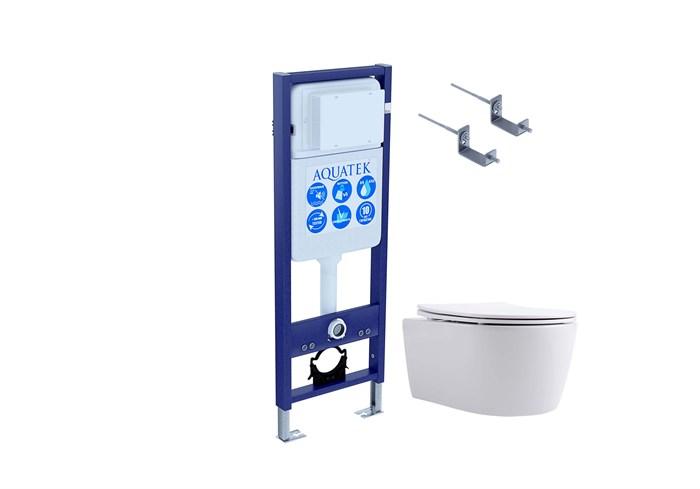 Set AQUATEK ЕВРОПА New-017 3в1 (рама AQUATEK INS-0000017 + крепление KKI-0000002 + унитаз AQ1106L-00 + тонкое сиденье soft-close) Set AQUATEK ЕВРОПА New-017 3в1