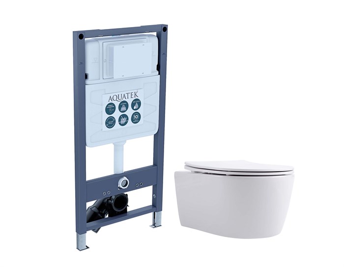 Set AQUATEK ЕВРОПА New-INSP01 (рама AQUATEK INSP-0000001 + звукоизоляционная прокладка + унитаз ЕВРОПА AQ1106L-00 + тонкое сиденье) Set AQUATEK ЕВРОПА New-INSP01