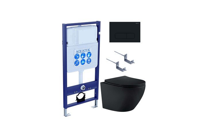 SET AQUATEK ЕВРОПА MB-017 4в1 (рама AQUATEK Standard INS-0000012 + KKI-0000002 + KDI-0000017 + унитаз ЕВРОПА AQ1901-MB с тонким сиденьем soft-close) SET AQUATEK ЕВРОПА MB-017 4в1