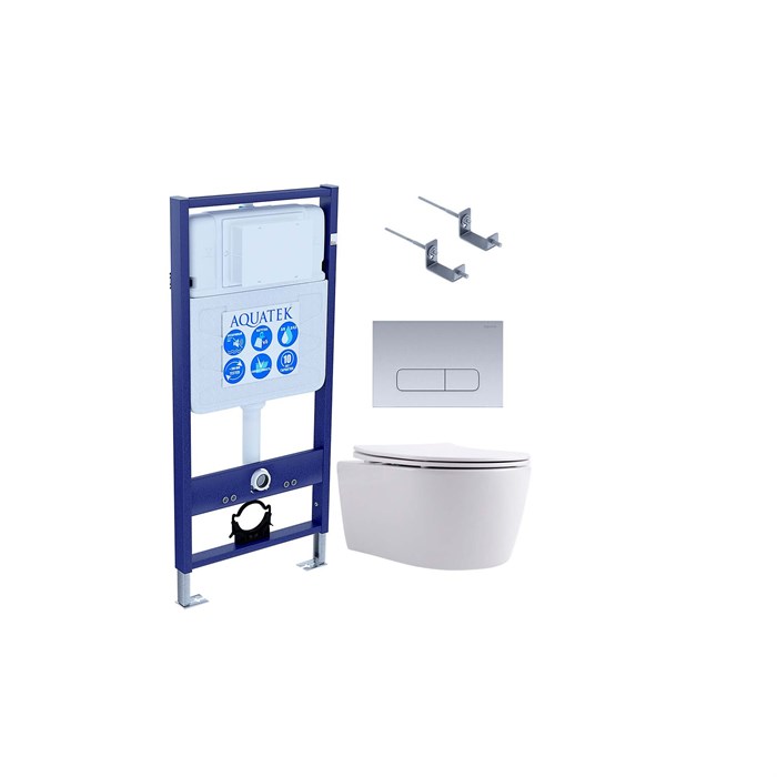 SET AQUATEK ЕВРОПА cmp014 (рама AQUATEK Standard INS-0000012, клавиша KDI-0000014, крепеж KKI-0000002 + унитаз ЕВРОПА AQ1106-00 с тонким сиденьем sc) SET AQUATEK ЕВРОПА cmp014