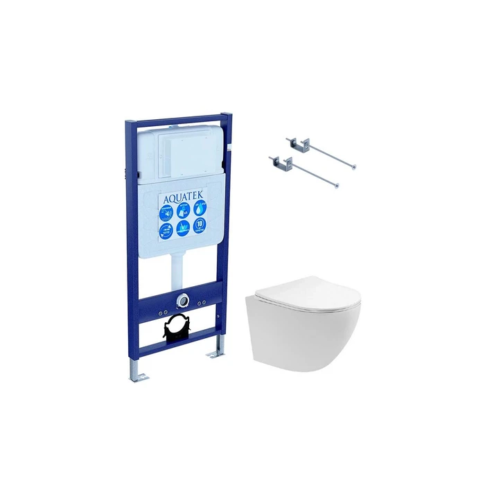 (рама AQUATEK Standard INS-0000012(без клавиши)+крепеж KKI-0000001+унитаз ЕВРОПА AQ1900T-00 с тонким сиденьем soft-close SET AQUATEK ЕВРОПА T-KKI1