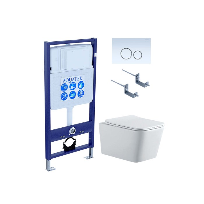 Комплект SET AQUATEK ЛИБРА N KDI15 (унитаз + инсталляция + звукоизоляционная прокладка + крышка-сиденье soft-close + крепления к стене + панель смыва) SET AQUATEK ЛИБРА N KDI15