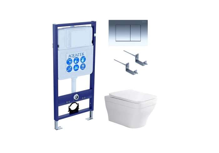Set AQUATEK АМАДЕО (рама AQUATEK Standard INS-0000012 с звукоиз.прокладкой+крепеж KKI-0000002+кнопкаKDI-0000010+унитаз АМАДЕО AQ1163-00+крышка-сиденье SET AQUATEK АМАДЕО-010 4в1