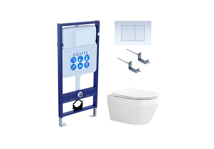 Set AQUATEK ЛЕЯ (рама AQUATEK Standard INS-0000012 с звукоиз.прокладкой+крепеж KKI-0000002+кнопкаKDI-0000009+унитаз ЛЕЯ AQ1199-00 с крышкой-сиденьем SET AQUATEK ЛЕЯ-009 4в1