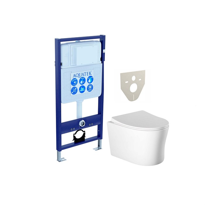 SET AQUATEK НИКА (рама AQUATEK Standard INS-0000012 (без клавиши и крепежа) + унитаз НИКА AQ2009-00 с тонким сиденьем soft-close SET AQUATEK НИКА