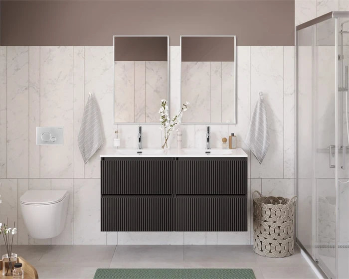 Тумба с раковиной подвесная с четырьмя ящиками BelBagno UNO 120 Темно-Серый Матовый, раковина CZR-8073-120-2 289191589