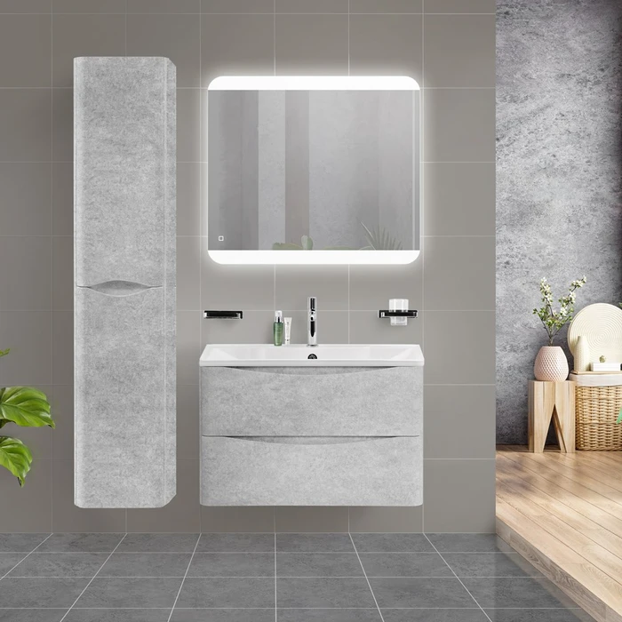 Тумба с раковиной подвесная BelBagno ACQUA 90 Cemento Verona Grigio, раковина белая 01333138659