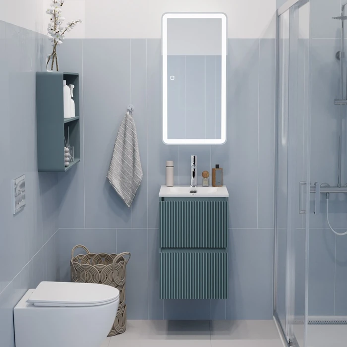 Тумба с раковиной подвесная BelBagno UNO-MINI 40 Голубой Матовый, раковина BB-8099-3-40 01557333951