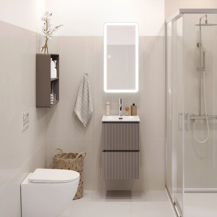 Тумба с раковиной подвесная BelBagno UNO-MINI 40 Бежевый матовый, раковина BB-8099-3-40 0693092284