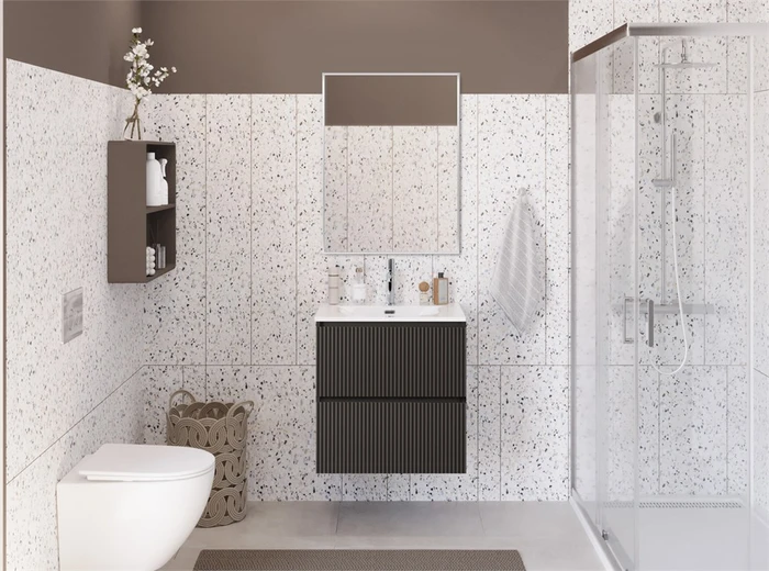 Тумба с раковиной подвесная BelBagno UNO-MINI 70 Темно-Серый Матовый, раковина BB-8099-3-70 262466212