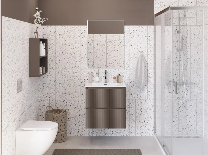Тумба с раковиной подвесная BelBagno UNO-MINI 70 Бежевый матовый, раковина BB-8099-3-70 0227731658