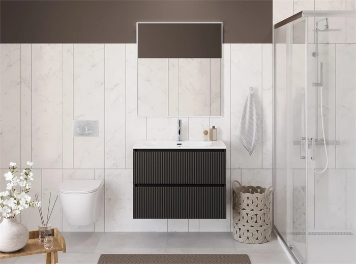 Тумба с раковиной подвесная BelBagno UNO-MINI 90 Темно-Серый Матовый, раковина BB-8099-3-90 1056406244