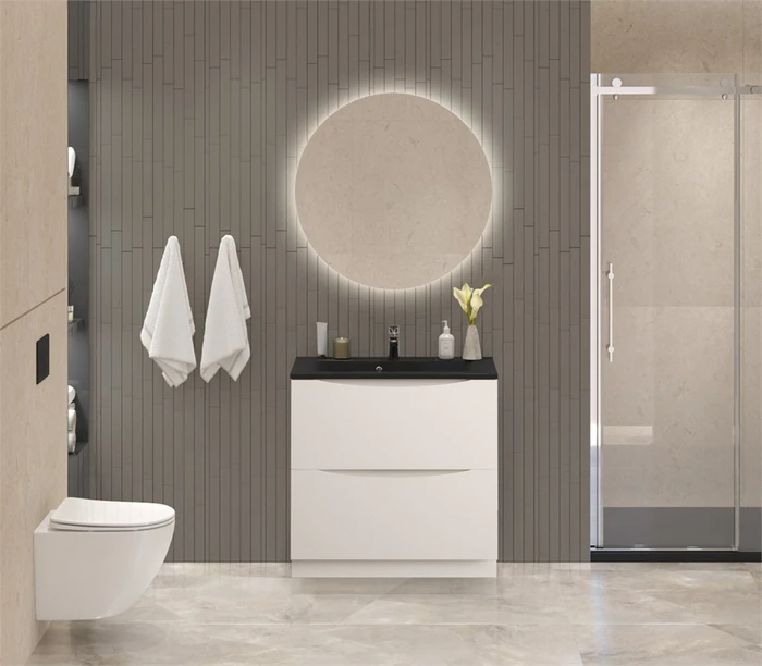 Тумба с раковиной напольная BelBagno MARINO 80 Bianco Lucido, раковина чёрная BB800/450-LV-ART-PR-NERO 01019562366