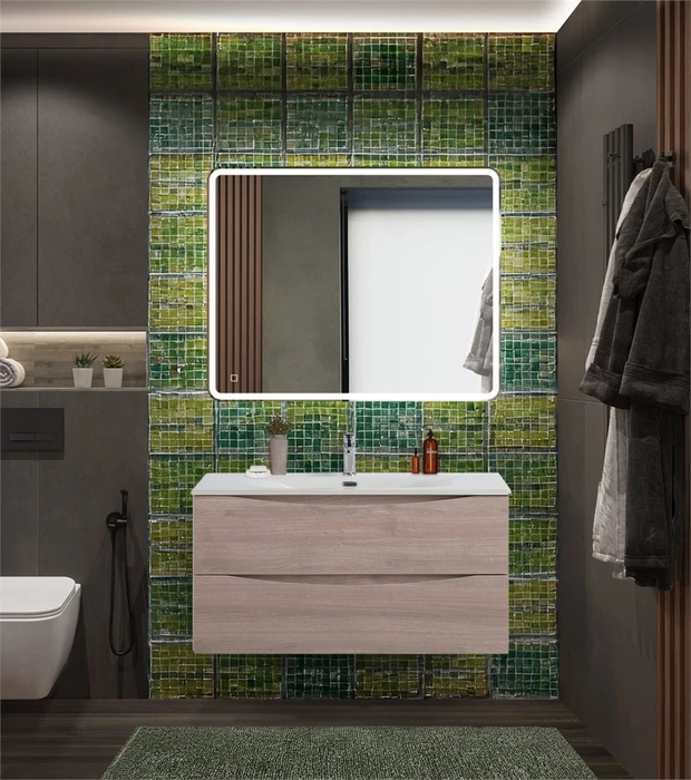 Тумба с раковиной подвесная BelBagno MARINO-CER-N 100 Rovere Grigio, раковина BB-8099-100 2065801005