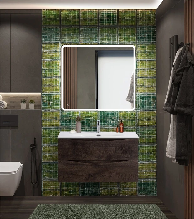 Тумба с раковиной подвесная BelBagno MARINO-CER-N 90 Rovere Nature Grigio, раковина белая 0719420038