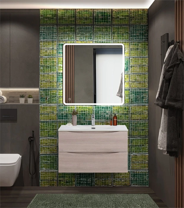 Тумба с раковиной подвесная BelBagno MARINO-CER-N 80 Rovere Grigio, раковина белая 506373207