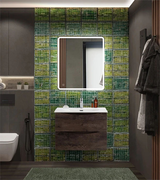 Тумба с раковиной подвесная BelBagno MARINO-CER-N 70 Rovere Nature Grigio, раковина белая 01354524324