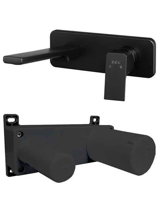 102167605C1EX-K + 102166601C1EX TIERA смеситель для раковины настенный (внешняя часть) матовый черный + скрытая часть 102167605C1EX-K+102166601C1EX