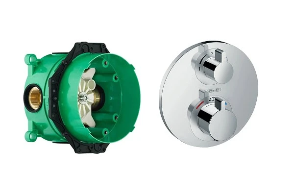 15760990S Set HG Select Highflow термостатический смеситель для душа (15760990+01800180) полированное золото 15760990S