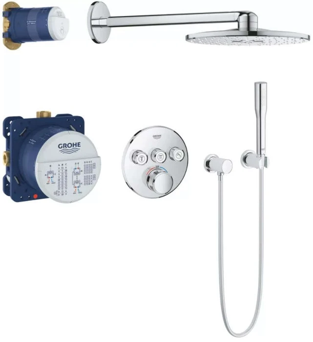 34705000 Grohtherm SmartControl Perfect Душевая система с душевым гарнитуром и верхним душем Rainshower SmartActive 310, хром 34705000