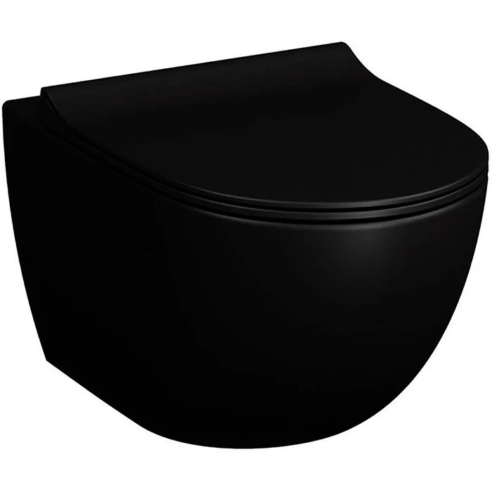Безободковый подвесной унитаз VitrA Sento, цвет Матовый черный (НУЖНА КРЫШКА 120-483-009) 7748B083-0101