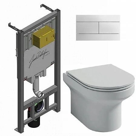 Унитаз c инсталляцией Elite, сиденье тонкое микролифт, клавиша хром (E29025+EDX114RU+E4316-CP) E21742RU-00