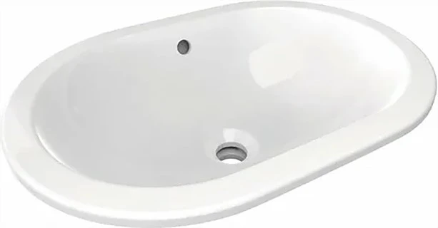 E504801 CONNECT Овальная встраиваемая под столешницу раковина 55х38 см, без отверстия под смеситель, с отверстием перелива, с монтажным шаблоном E504801