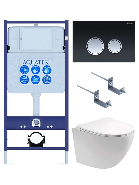 (рама AQUATEK Standard INS-0000012 с клавишей KDI-0000029 и крепежом KKI-0000002+унитаз AQ1900T-00 с тонким сиденьем sc) SET AQUATEK ЕВРОПА T KDI29