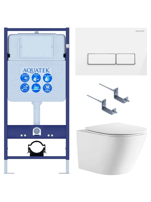 (рама AQUATEK Standard INS-0000012+крепёж KKI-0000002+клавиша KDI-0000061+унитаз ЛИБЕРТИ AQ1999T-00 с тонким сиденьем sc) SET AQUATEK ЛИБЕРТИ-061 4в1