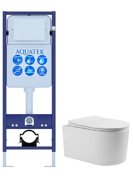 (рама AQUATEK Standard INS-0000017(без клавиши и крепежа)+унитаз МИЯ AQ2004T-00 с тонким сиденьем soft-close SET AQUATEK МИЯ Т/INS017