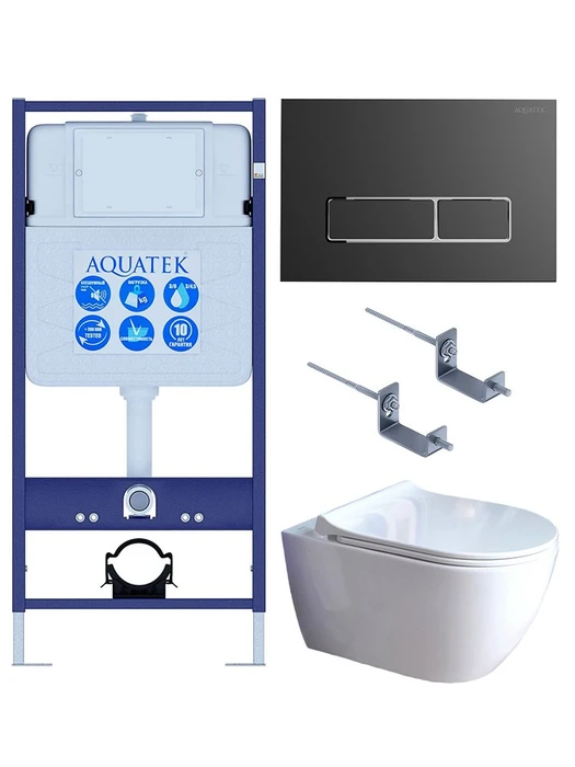 SET AQUATEK ПОЛАРИС (рама AQUATEK Standard INS-0000012+унитаз ПОЛАРИС AQ0700-01 с тонким сиденьем soft-close+ крепеж KKI-0000002 +панель KDI-0000065) SET AQUATEK ПОЛАРИС-01-065 4в1