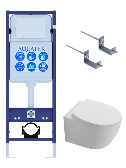 SET AQUATEK СИРИУС (рама AQUATEK Standard INS-0000017+ крепеж KKI-0000002+ унитаз AQ1582T-00 СИРИУС TORNADO с тонким сиденьем soft-close) SET AQUATEK СИРИУС-INS17/KKI2
