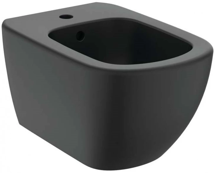 T3552V3 TESI BLACK Подвесное биде, с отверстием под смеситель, с отверстием перелива, с крепежом TT0299598 (для полностью скрытого монтажа) T3552V3