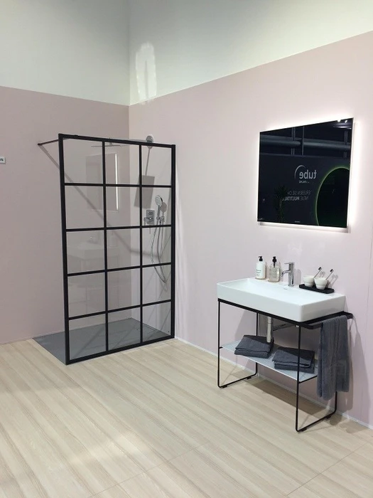 WALK-IN Dark Edition  Душ.ограждение H=2000,L=1200, проф.черный Soft+стекло прозр.ESG с покр.KERMIclean(стаб.1200 мм) решетка-рисунок XD WW1 12020 3PK