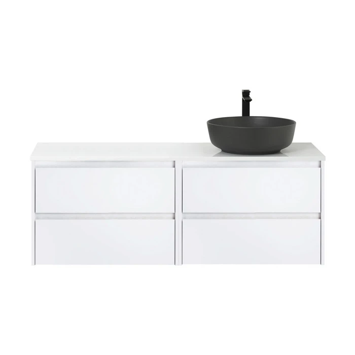 Тумба со столешницей и накладной раковиной подвесная BelBagno KRAFT 120 Bianco Opaco, раковина справа KRAFT-600-2C-SO-BO;EK-120-AS-BL-R