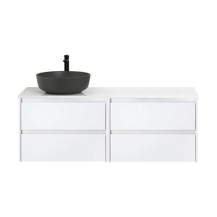 Тумба со столешницей и накладной раковиной подвесная BelBagno KRAFT 120 Bianco Opaco, раковина слева KRAFT-600-2C-SO-BO;EK-120-AS-BL-L