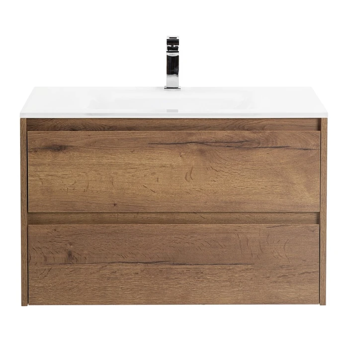 Тумба со стеклянной раковиной подвесная BelBagno KRAFT 80 Rovere Tabacco, раковина белая KRAFT-800-2C-SO-RT;BB810/465-LV-VTR-BL